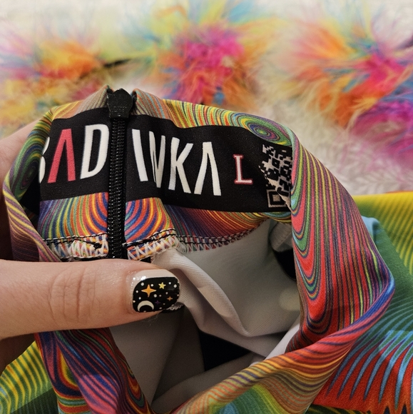 Badinka Spectra Strapped Bodysuit Size L + Electric Kittycorn Earrings + Ears - Picture 3 of 5